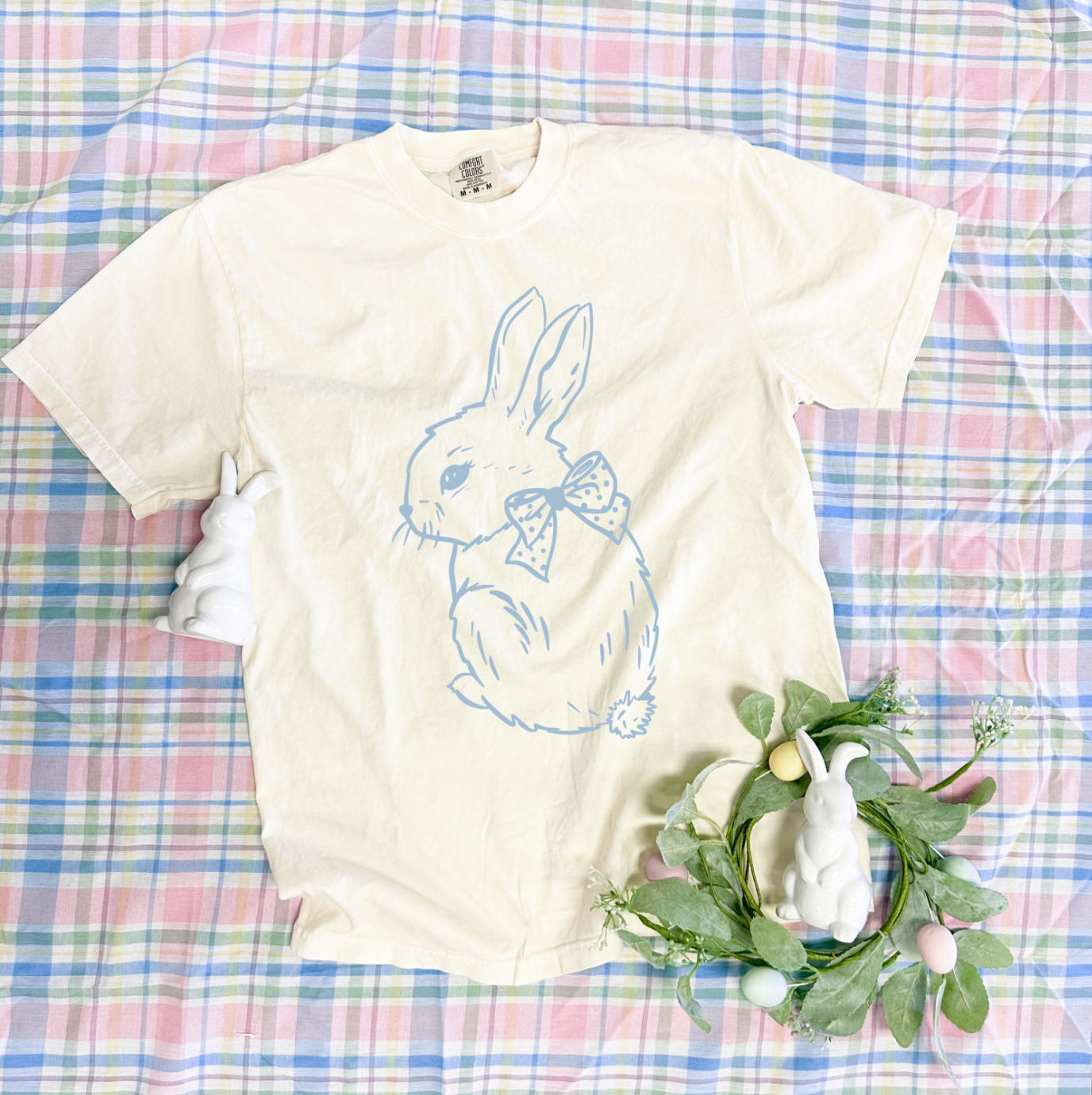 EASTER 2025: Chambray Easter Bunny (COMFORT COLORS SHORTSLEEVE)