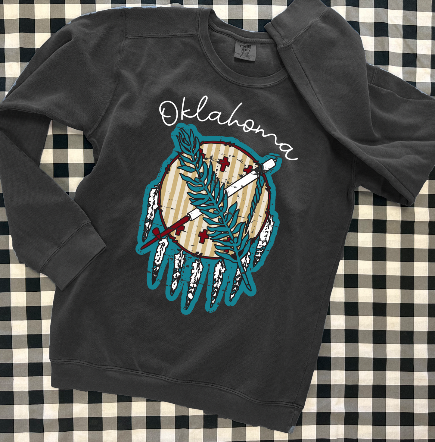 OKLAHOMA 2025: Striped Dreamcatcher (COMFORT COLORS SWEATSHIRT)