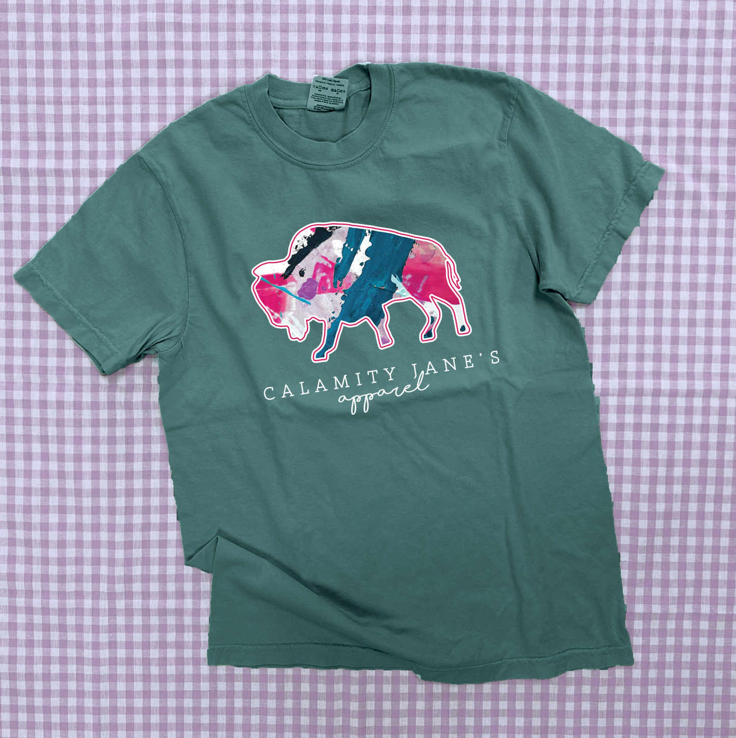 CJ LOGO: Abstract Painted Teal & Pink (COMFORT COLORS SHORTSLEEVE)