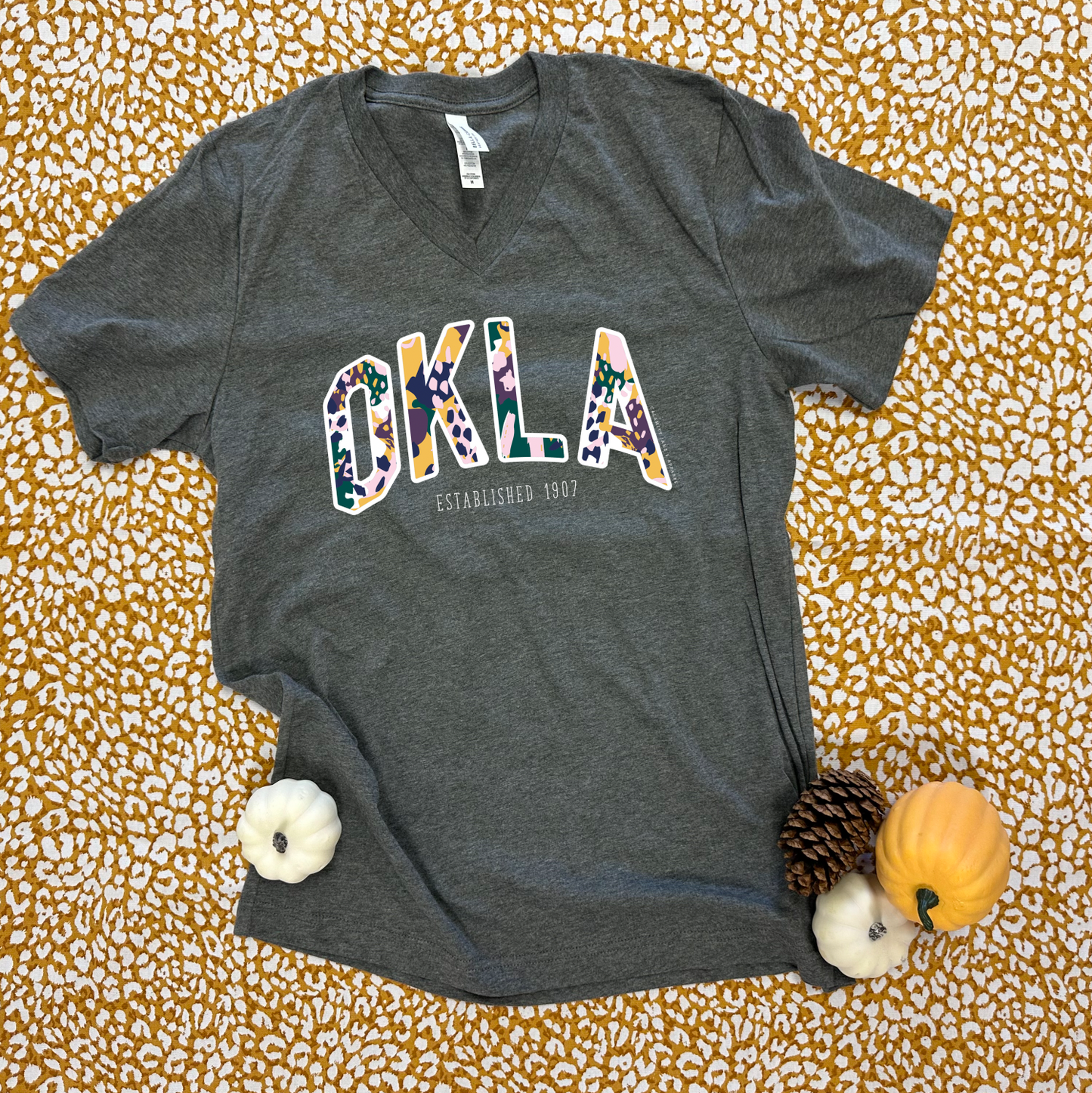 OKLAHOMA 2025: OKLA Vincent Fall Abstract (BELLA CANVAS VNECK)