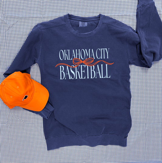 OKC SPIRIT 2025: Oklahoma City Basketball & Bow (COMFORT COLORS SWEATSHIRT)