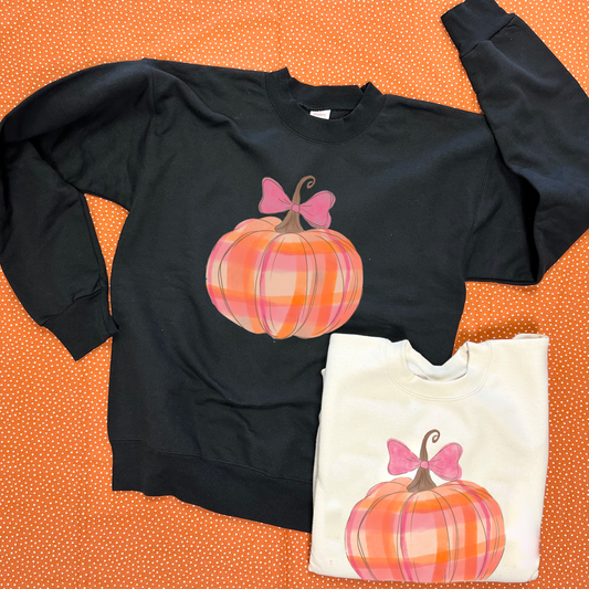 HALLOWEEN 2025: Watercolor Plaid Pumpkin (SWEATSHIRT)