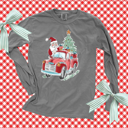 CHRISTMAS 2025: Santa's Red Truck (COMFORT COLORS LONGSLEEVE)