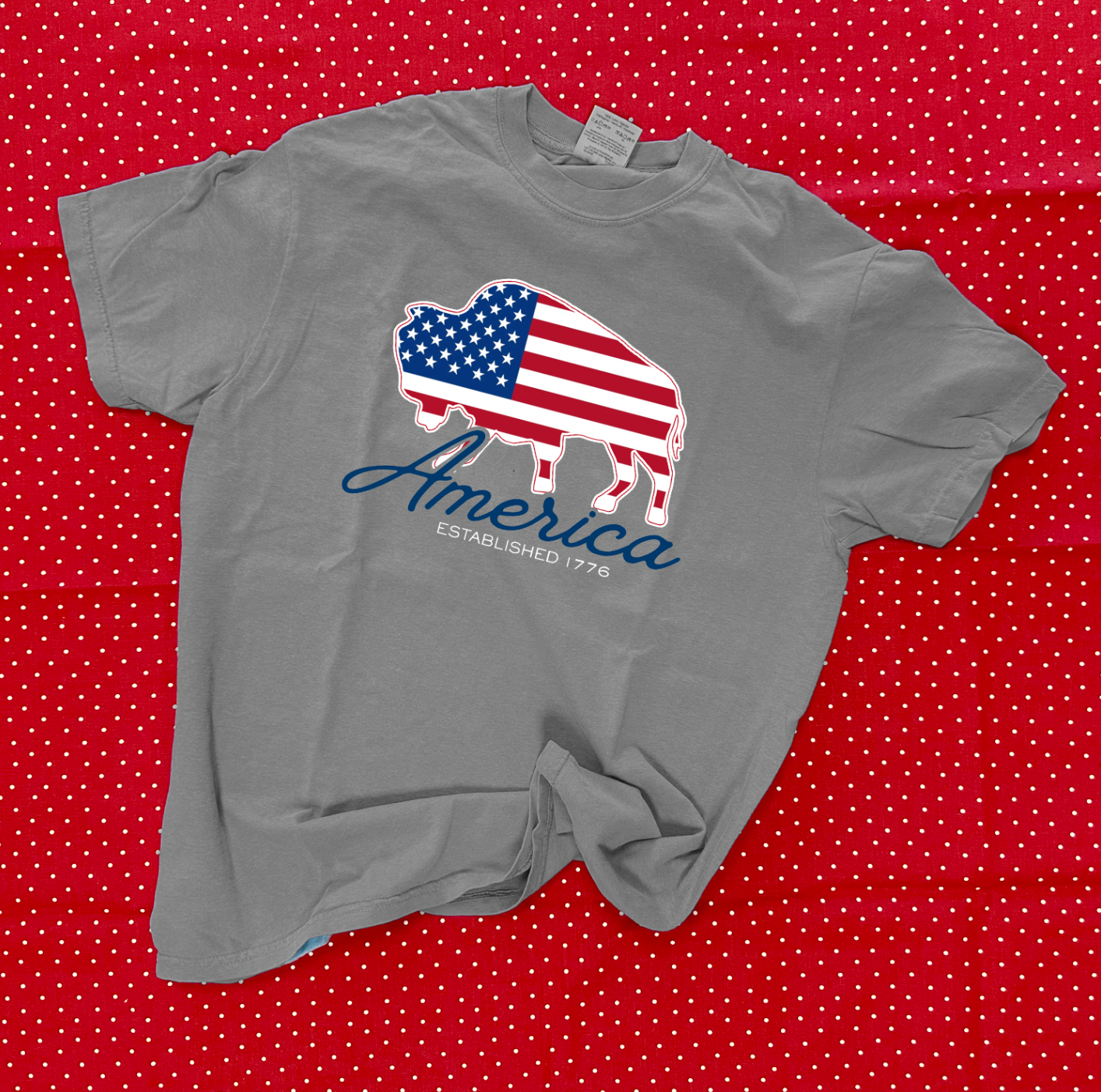 AMERICAN SPIRIT 2026: American Flag Buffalo (COMFORT COLORS SHORTSLEEVE)