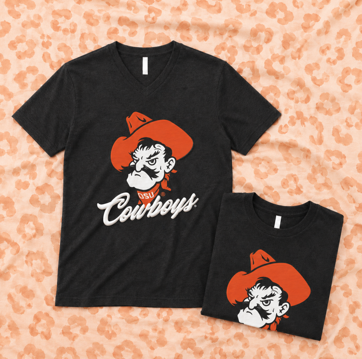 OK STATE 2026: Pistol Pete Cowboys Script *PUFF PRINT* (BELLA CANVAS VNECK or CREW NECK)
