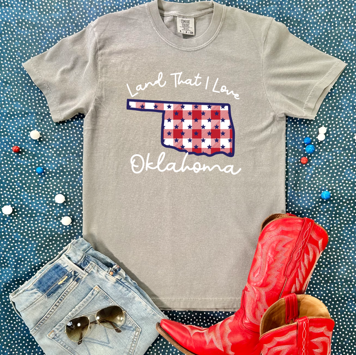 AMERICAN SPIRIT 2024: LAND THAT I LOVE OKLAHOMA (Comfort Color Short Sleeve)