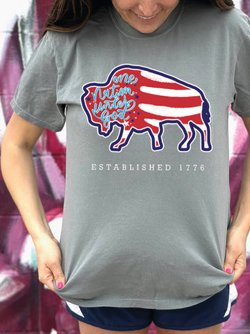 AMERICAN SPIRIT 2023: One Nation Under God Buffalo Flag - VNECK
