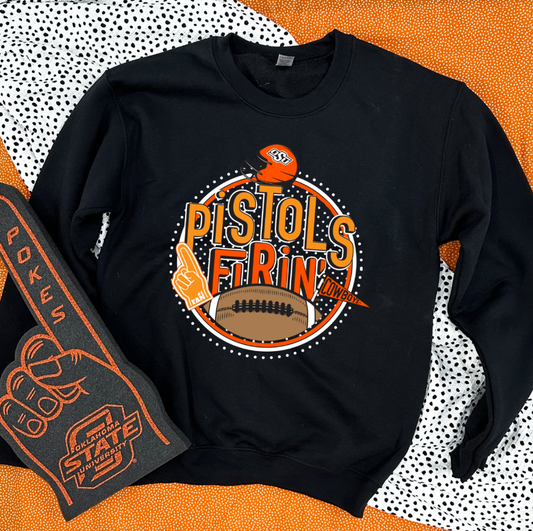 OK STATE UNIV. 2023: Pistols Firin' Football Polkadot Circle (SWEATSHIRT)