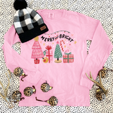 CHRISTMAS 2023: Merry & Bright Pink Trees & Presents - LONGSLEEVE