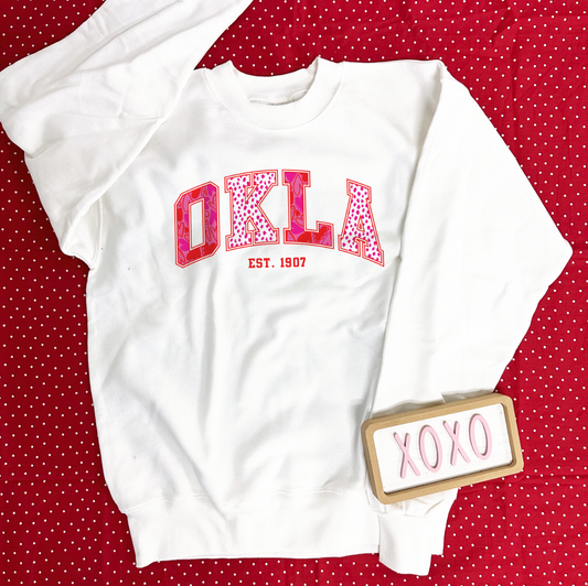 VALENTINES DAY 2024: OKLA Hearts & Confetti Pattern (SWEATSHIRT)