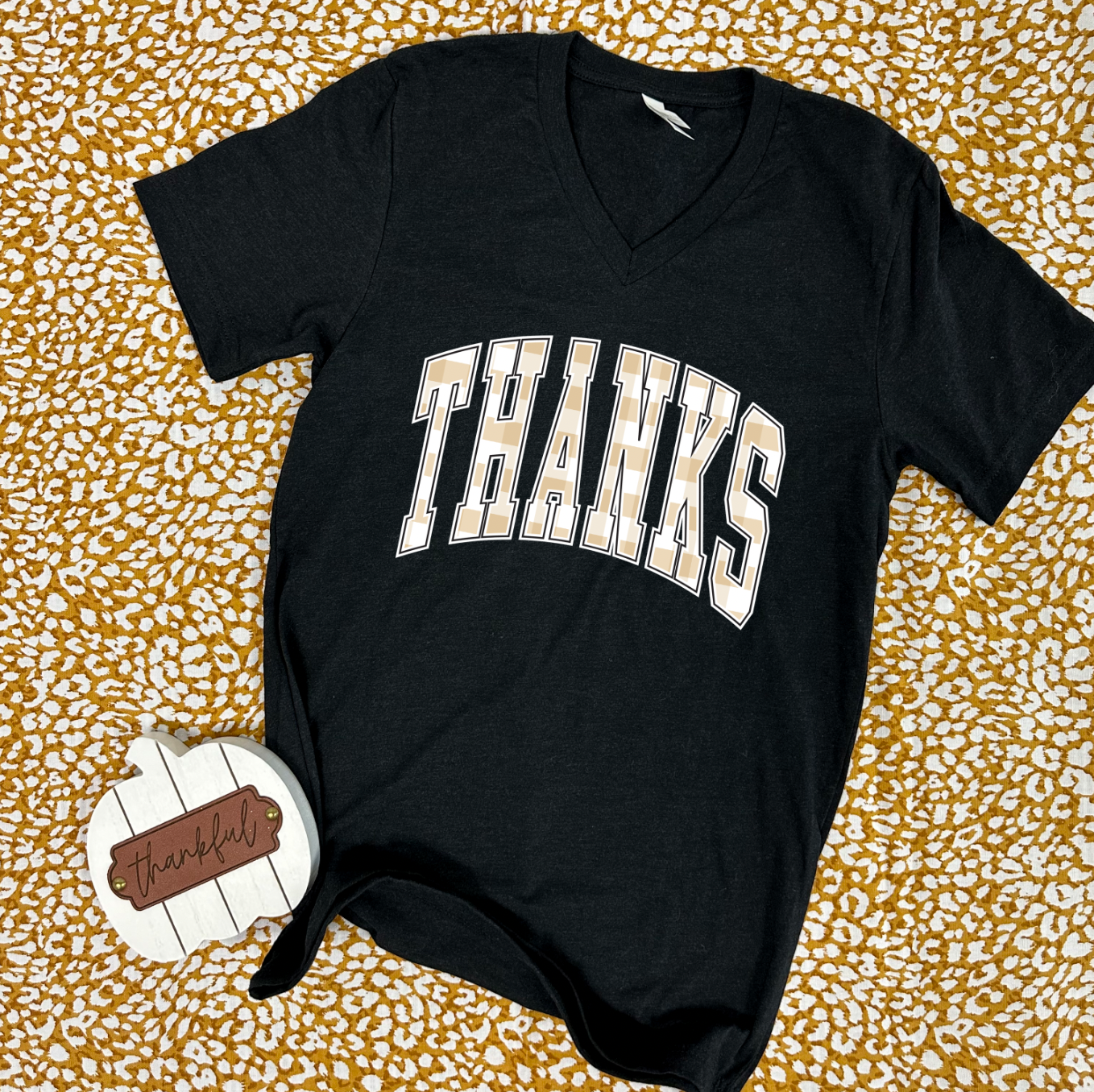 THANKSGIVING 2024: THANKS Natural Buffalo Check (VNECK)