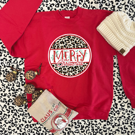 CHRISTMAS 2024: Merry Christmas Leopard & Holly (SWEATSHIRT)