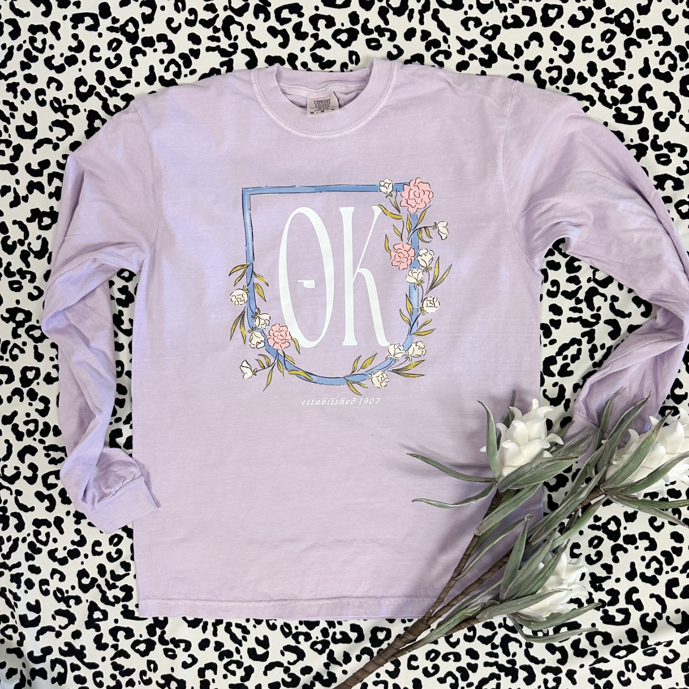 OKLAHOMA 2025: OK Lavender Floral Frame - LONGSLEEVE