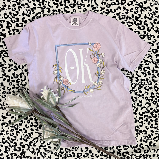 OKLAHOMA 2025: OK Lavender Floral Frame - SHORTSLEEVE