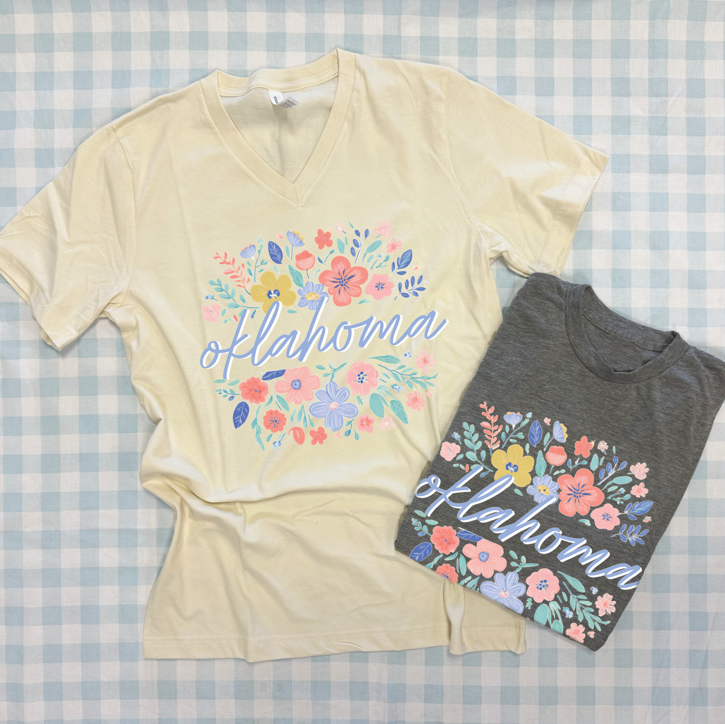 Oklahoma Spring Floral Bunch (BELLA CANVAS CREW NECK or VNECK)