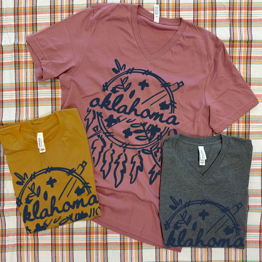 OKLAHOMA 2025: Simple Brushed Dreamcatcher (BELLA CANVAS VNECK & CREW NECK Options)