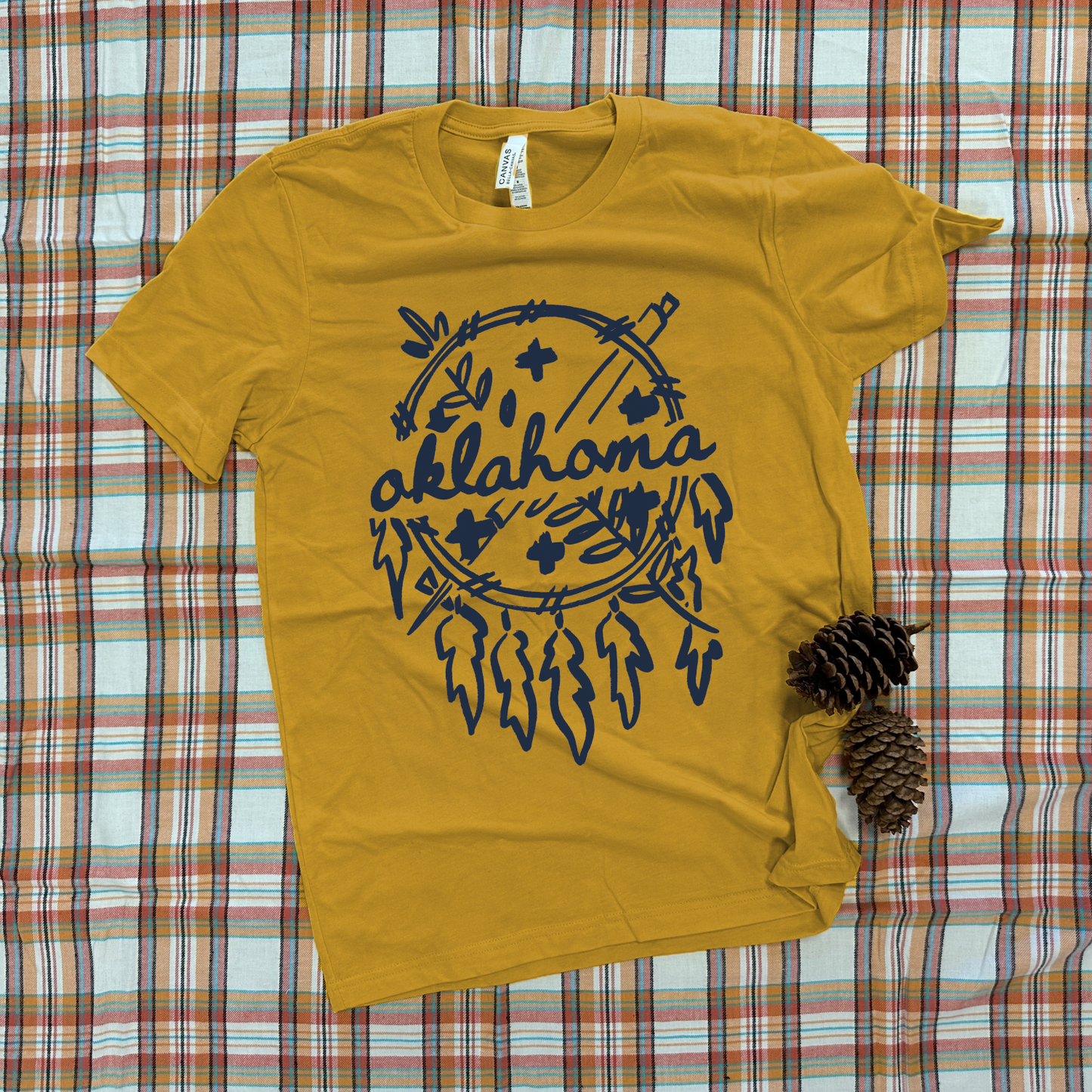 OKLAHOMA 2025: Simple Brushed Dreamcatcher (BELLA CANVAS VNECK & CREW NECK Options)