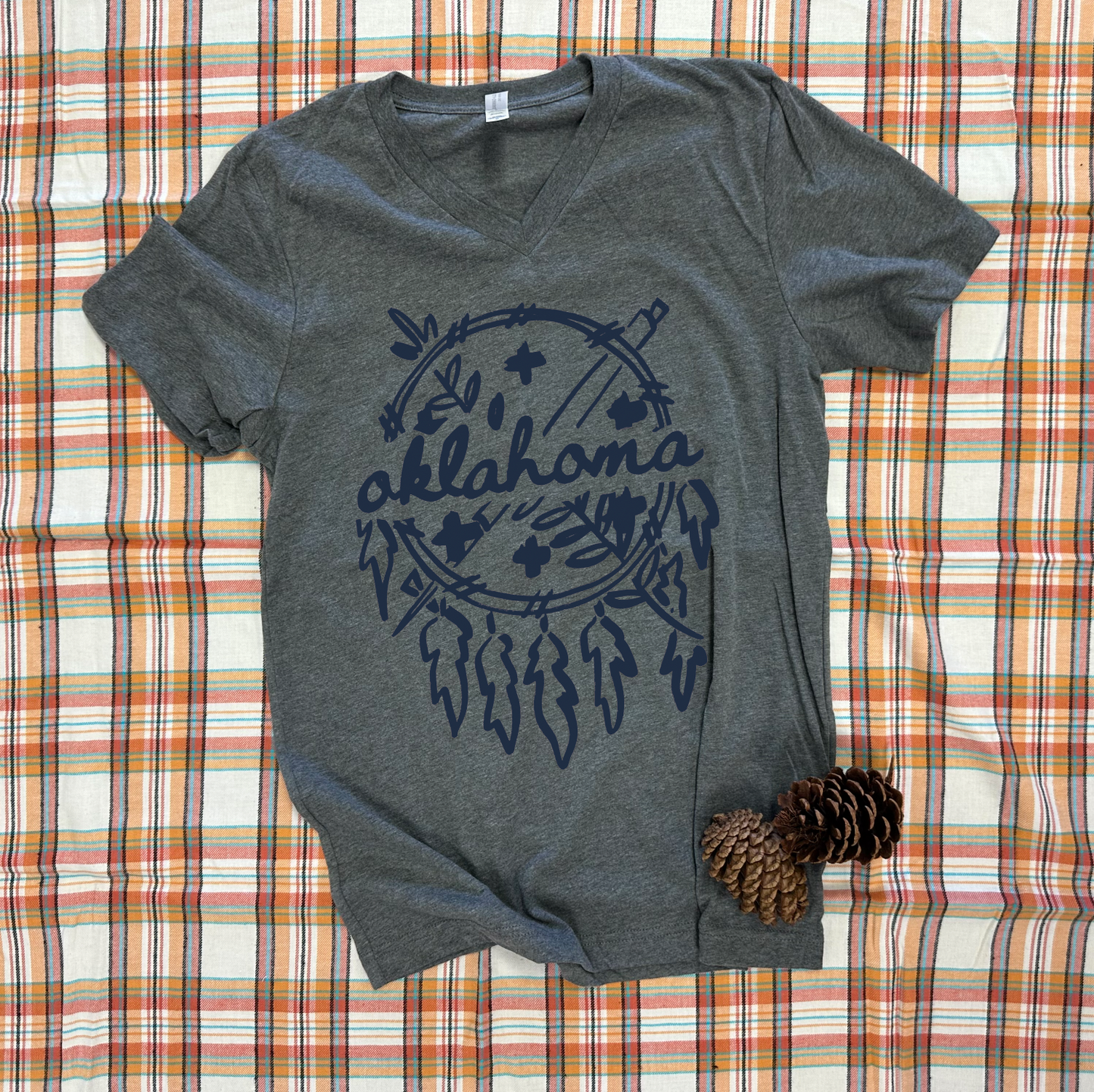 OKLAHOMA 2025: Simple Brushed Dreamcatcher (BELLA CANVAS VNECK & CREW NECK Options)