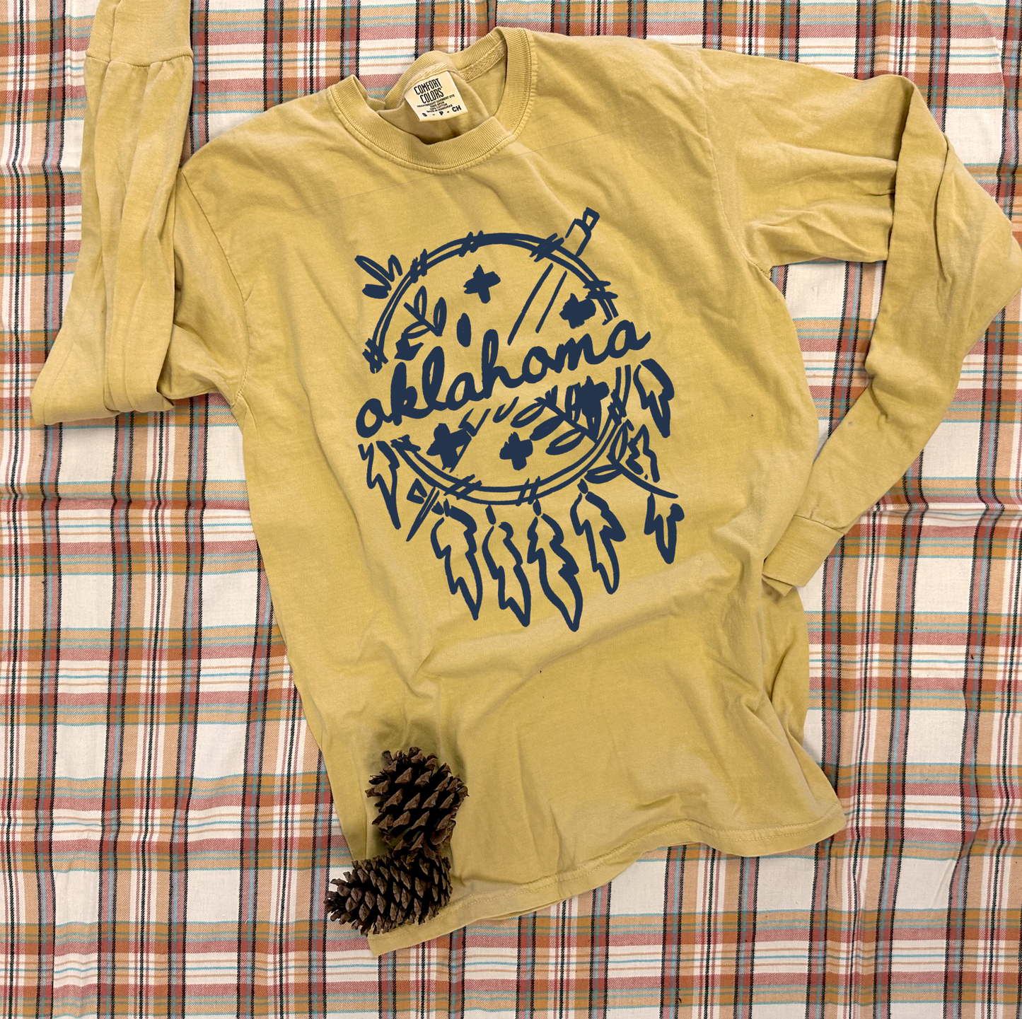 OKLAHOMA 2025: Simple Brushed Dreamcatcher (COMFORT COLORS LONGSLEEVE)