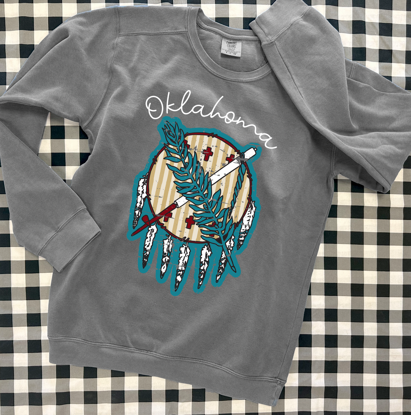 OKLAHOMA 2025: Striped Dreamcatcher (COMFORT COLORS SWEATSHIRT)