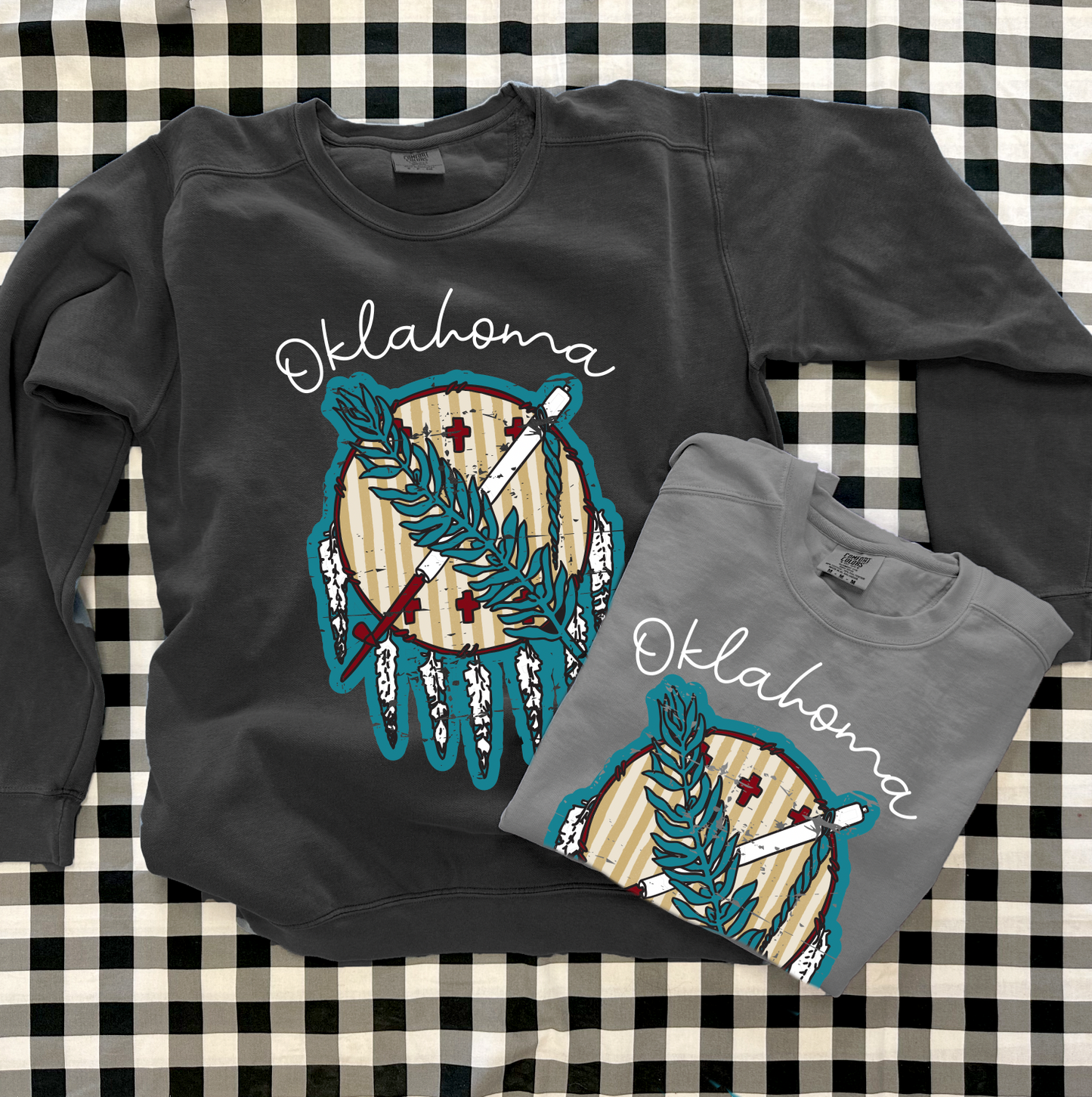 OKLAHOMA 2025: Striped Dreamcatcher (COMFORT COLORS SWEATSHIRT)