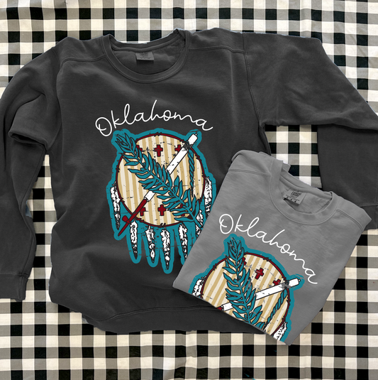 OKLAHOMA 2025: Striped Dreamcatcher (COMFORT COLORS SWEATSHIRT)
