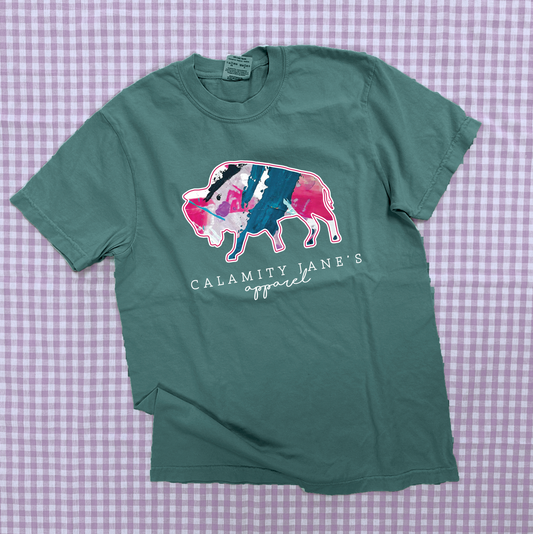 CJ LOGO: Abstract Painted Teal & Pink (COMFORT COLORS SHORTSLEEVE)