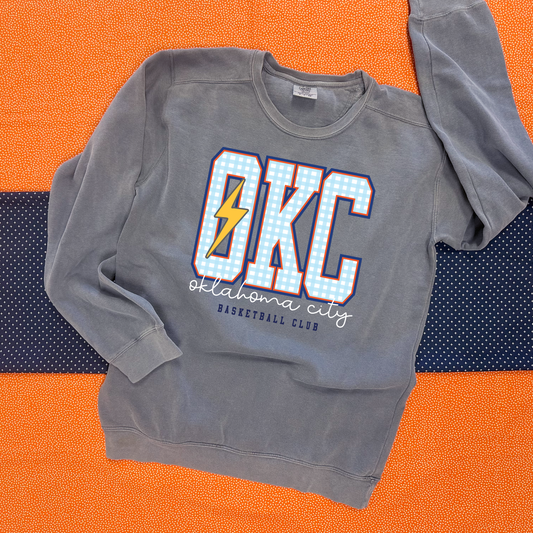 OKC SPIRIT 2025: OKC Gingham (COMFORT COLORS SWEATSHIRT)