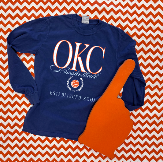 OKC SPIRIT 2025: OKC Basketball Script (COMFORT COLORS LONGSLEEVE)