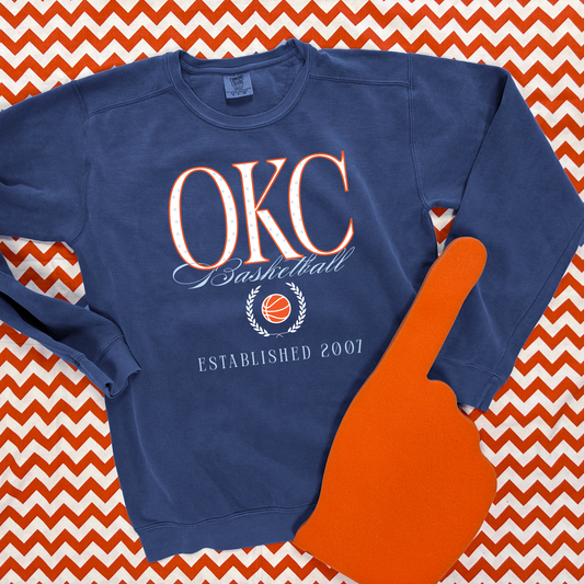 OKC SPIRIT 2025: OKC Basketball Script (COMFORT COLORS SWEATSHIRT)