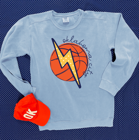 OKC SPIRIT 2025: Oklahoma City Basketball & Lightning (COMFORT COLORS SWEATSHIRT)