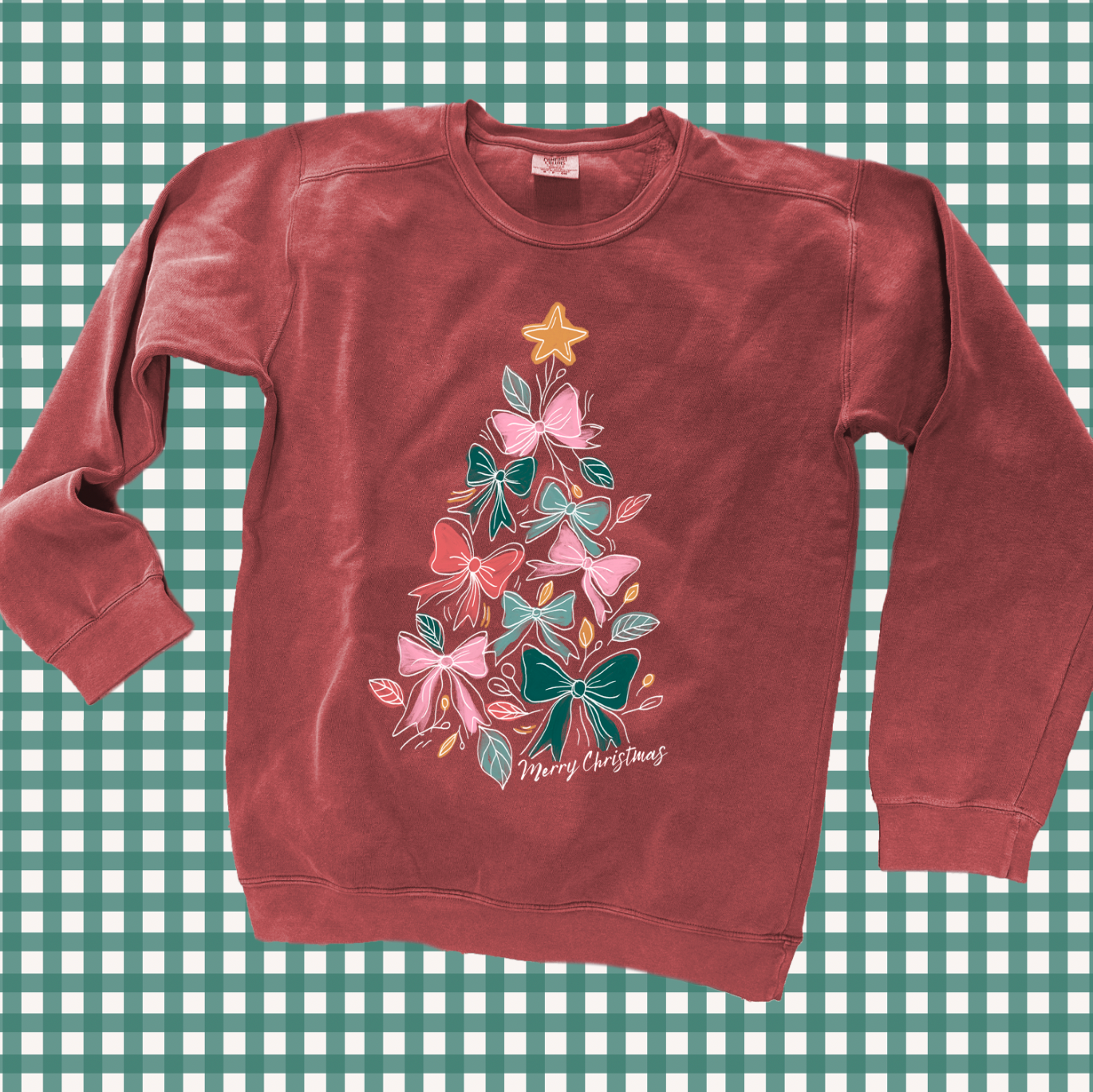 CHRISTMAS 2025: Bows Christmas Tree (COMFORT COLORS SWEATSHIRT)