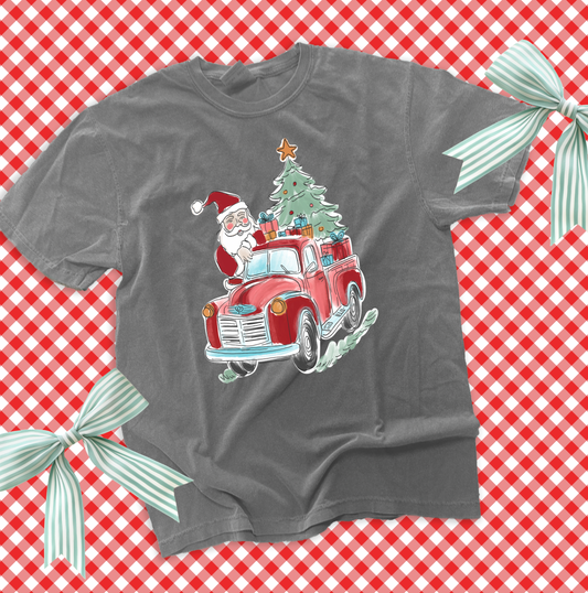CHRISTMAS 2025: Santa's Red Truck (COMFORT COLORS SHORTSLEEVE)