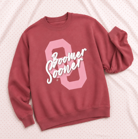 UNIV. of OKLAHOMA 2026: Boomer Sooner Script *PUFF PRINT* (COMFORT COLORS SWEATSHIRT)