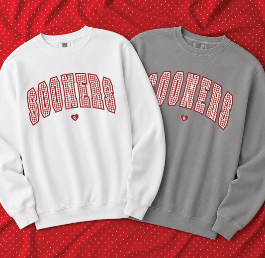 UNIV. of OKLAHOMA 2026: Sooners Gingham (COMFORT COLORS SWEATSHIRT)