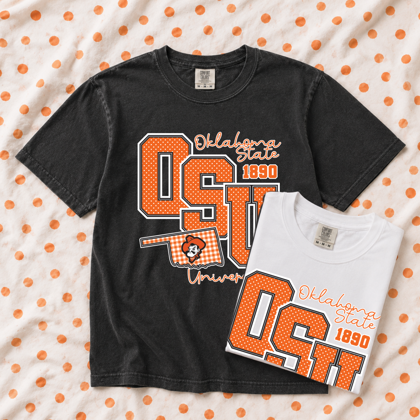 OK STATE 2026: Big OSU Polkadot & Gingham (COMFORT COLORS SHORTSLEEVE ...