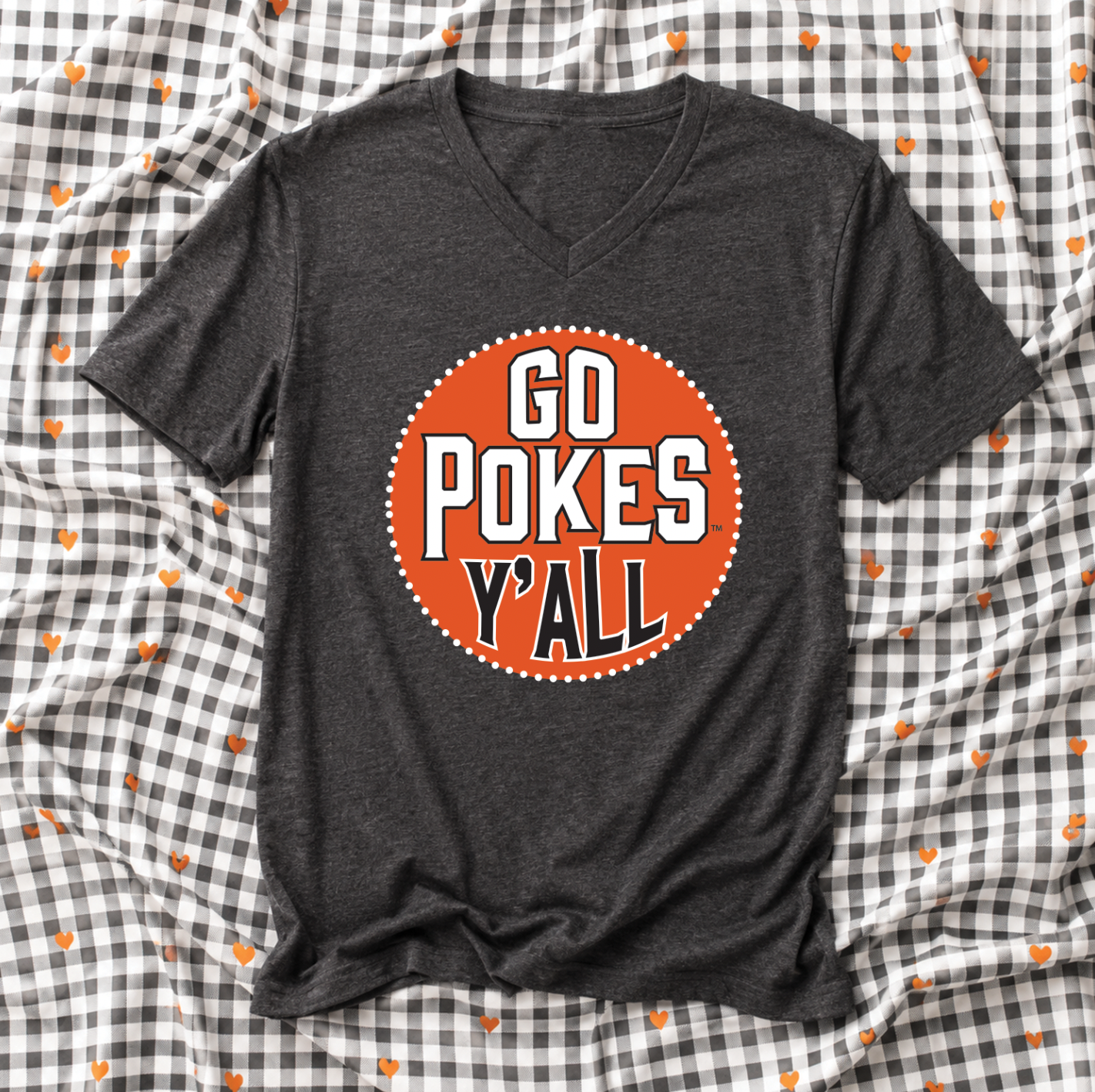 OK STATE 2026: Go Pokes Y'all Circle (BELLA CANVAS VNECK or CREW NECK)