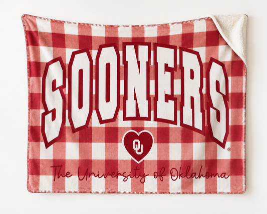 UNIV. of OK 2026: SOONERS Gingham *BLANKET*