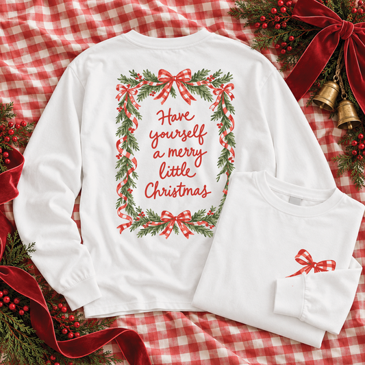 CHRISTMAS 2026: Have Yourself A Merry Little Christmas Gingham Bows (COMFORT COLORS SHORTSLEEVE or LONGSLEEVE)