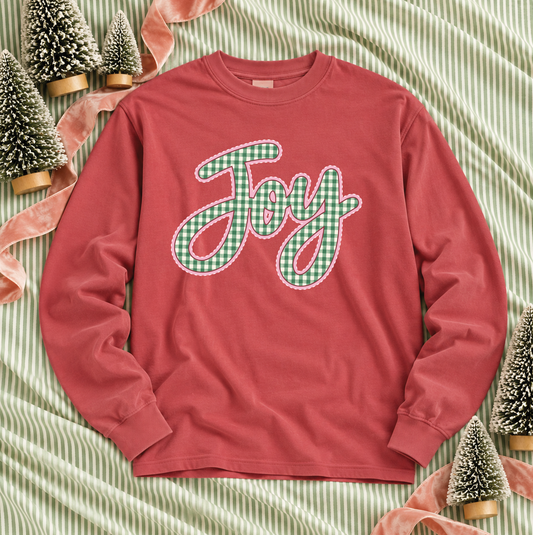 CHRISTMAS 2026: JOY-ful Gingham (COMFORT COLORS SHORTSLEEVE or LONGSLEEVE)