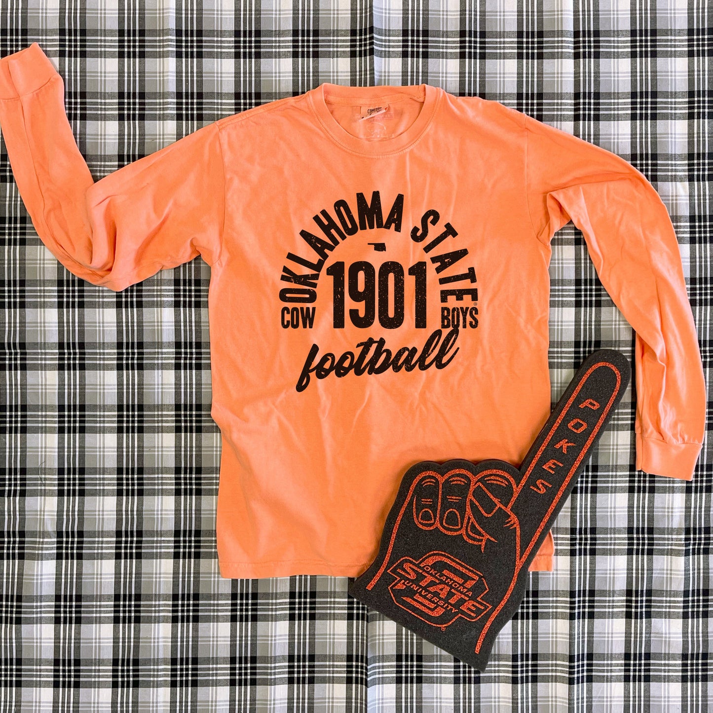 OK STATE 2025: Oklahoma State Vintage Arch Text (COMFORT COLORS LONGSLEEVE)