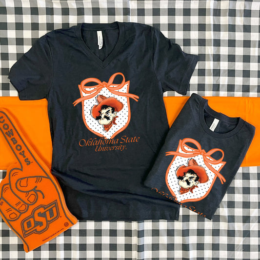 OK STATE 2025: Polkadot Crest & Pistol Pete (BELLA CANVAS VNECK or CREW NECK)