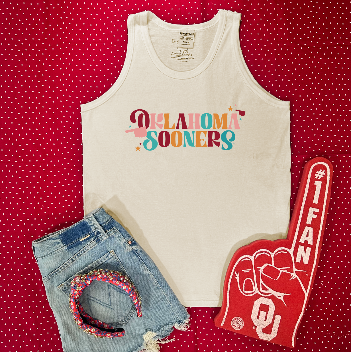 OU 2024: OKLAHOMA SOONERS MOD FONT (**COMFORT COLORS TANK TOP**)