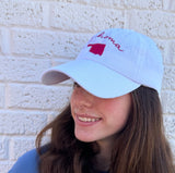 Oklahoma Spring Hat (White Cotton w/ Hot Pink Embroidery)