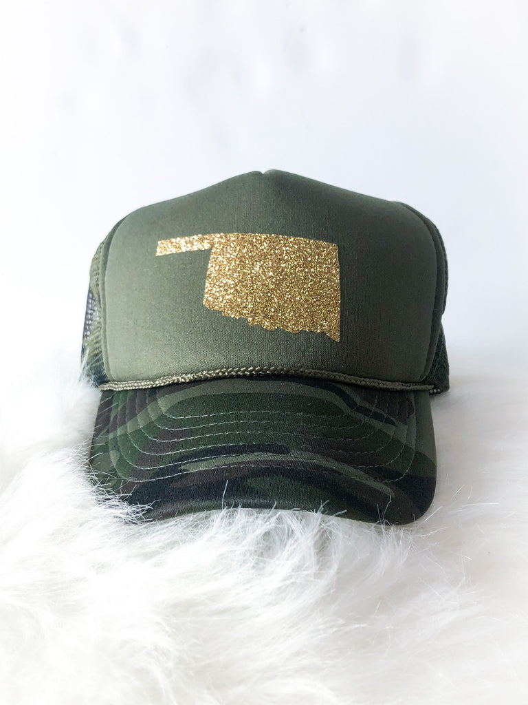 Camo Gold Glitter State Pride Hat