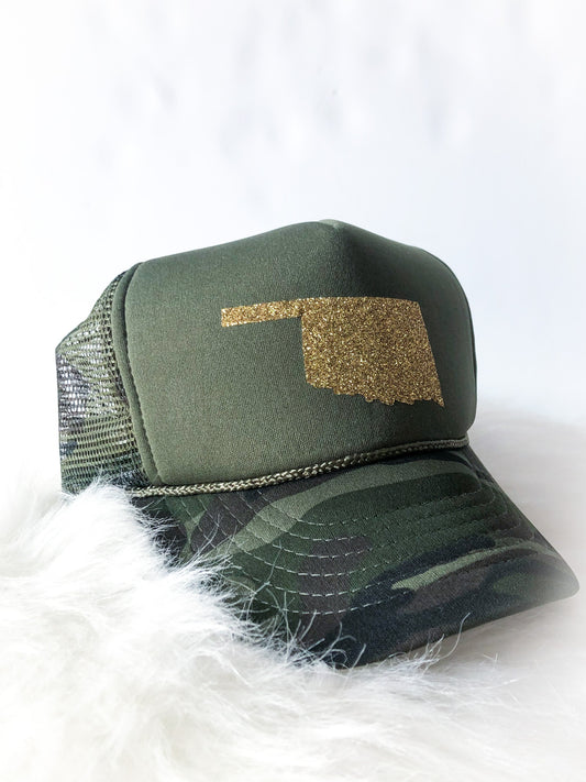 Camo Gold Glitter State Pride Hat