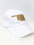 Gold Glitter State Pride Hat - WHITE