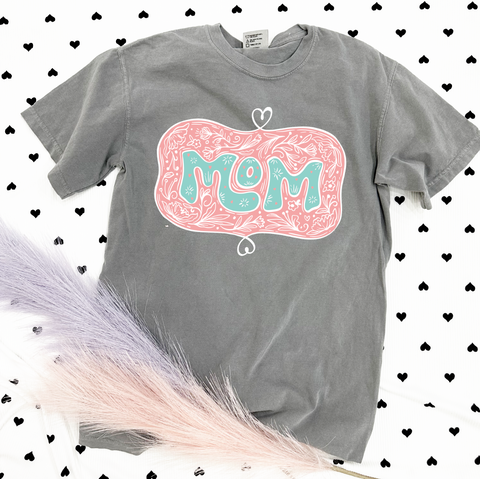MOM LIFE 2023: *CUSTOMIZABLE* Mama Heart w/customizable child names on sleeve (CREW NECK or VNECK)