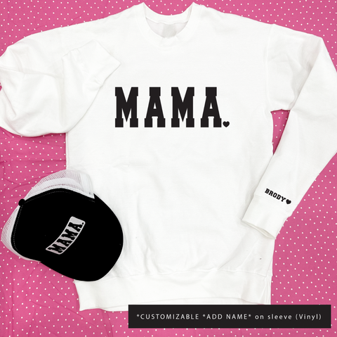 MOM LIFE 2023: *CUSTOMIZABLE* Mama Heart w/customizable child names on sleeve (SHORTSLEEVE)